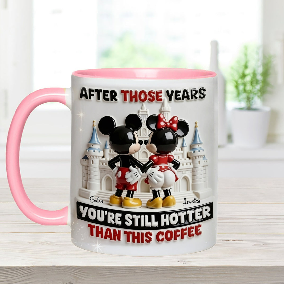 Cartoon Magical Couple - Personalized Mouse Set Accent Mug with Acrylic Stirrers
