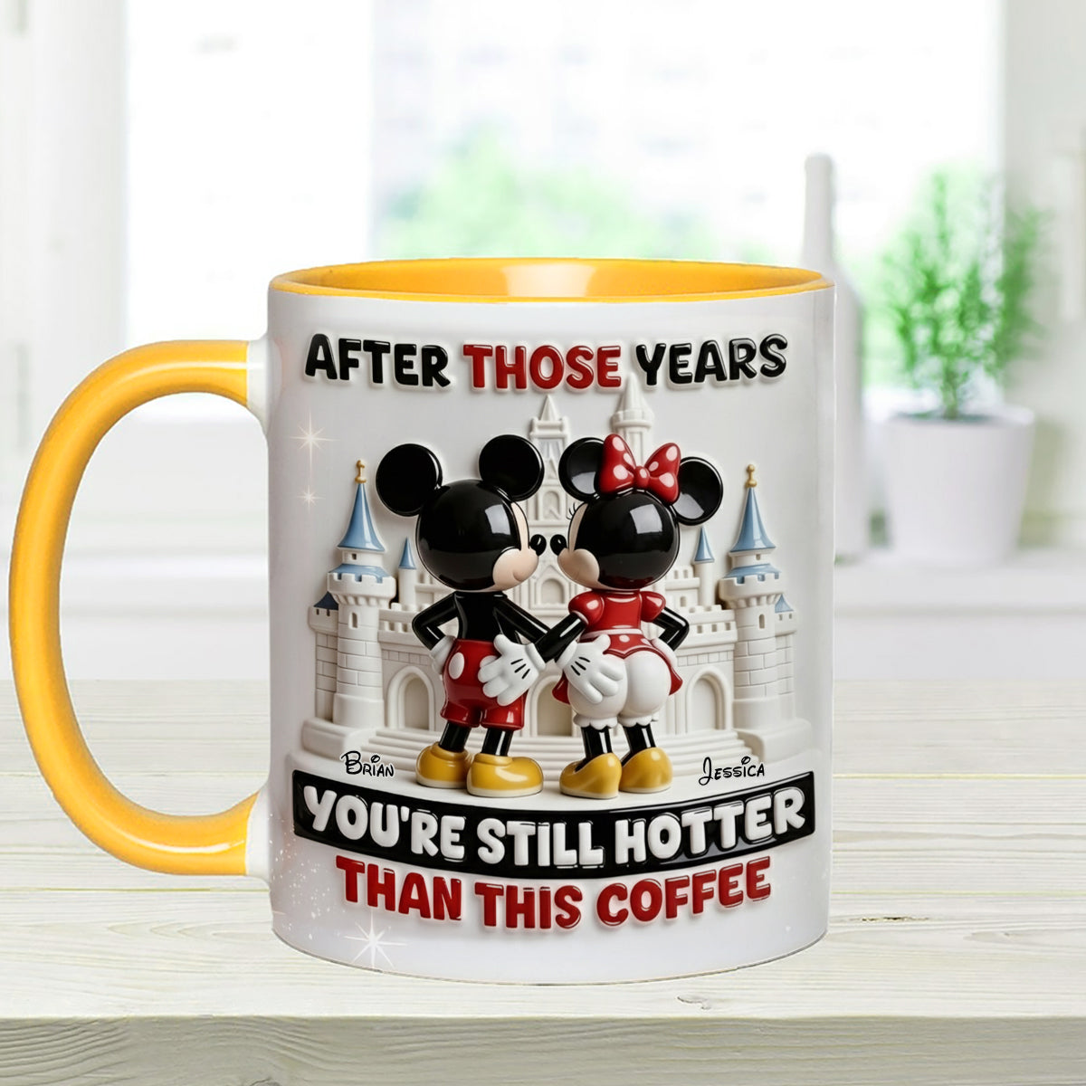 Cartoon Magical Couple - Personalized Mouse Set Accent Mug with Acrylic Stirrers