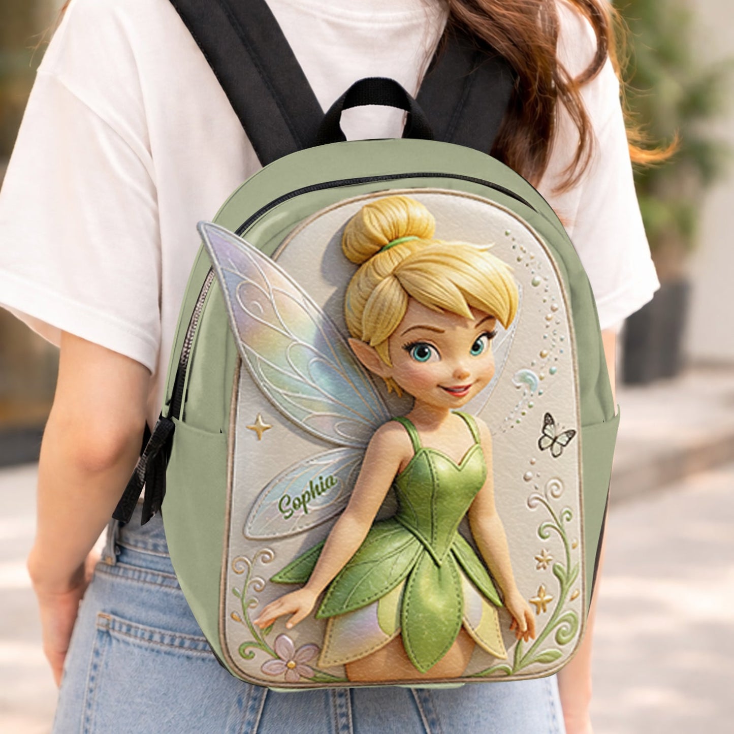 Magical Fairy - Personalized Flying Fairy Changeable Leather Patch Backpack