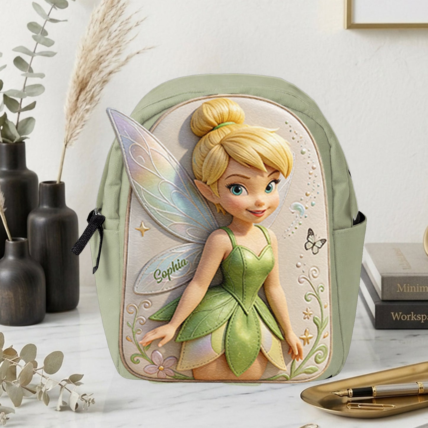 Magical Fairy - Personalized Flying Fairy Changeable Leather Patch Backpack