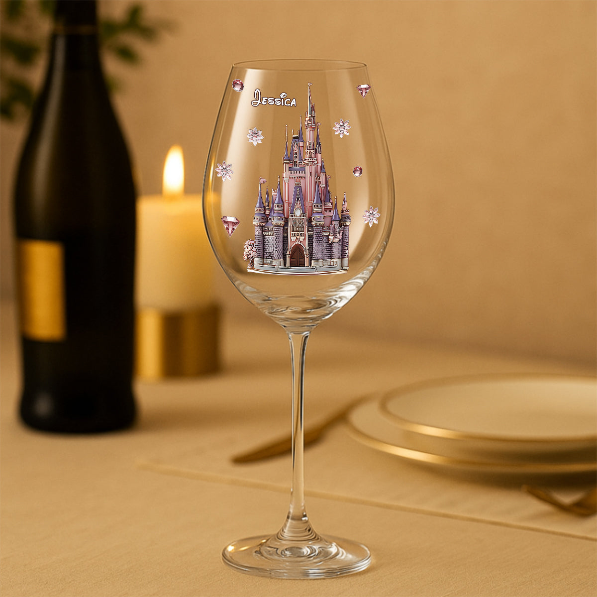 Magical Day Custom Name - Personalized Mouse Wine Glass With Long Stem