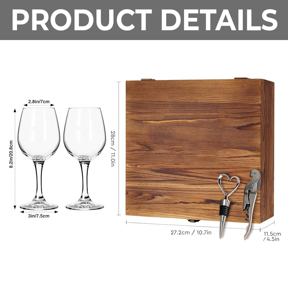 Fairy Tale Romantic Tale As Old As Time - Personalized Beauty And The Beast Wine Glasses Set With Wooden Box