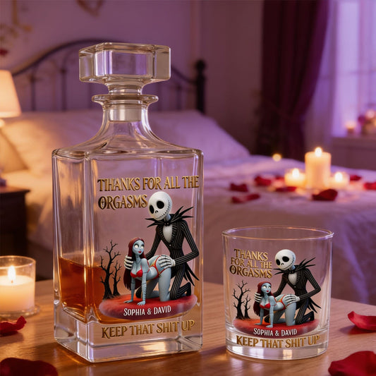 Keep That Shit Up Couple Gift - Personalized Nightmare Whiskey Decanter Set