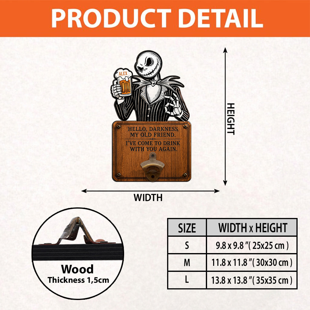 Hello Darkness My Old Friend Nightmare Beer Lovers - Personalized Nightmare Beer Stein & Wall Bottle Opener