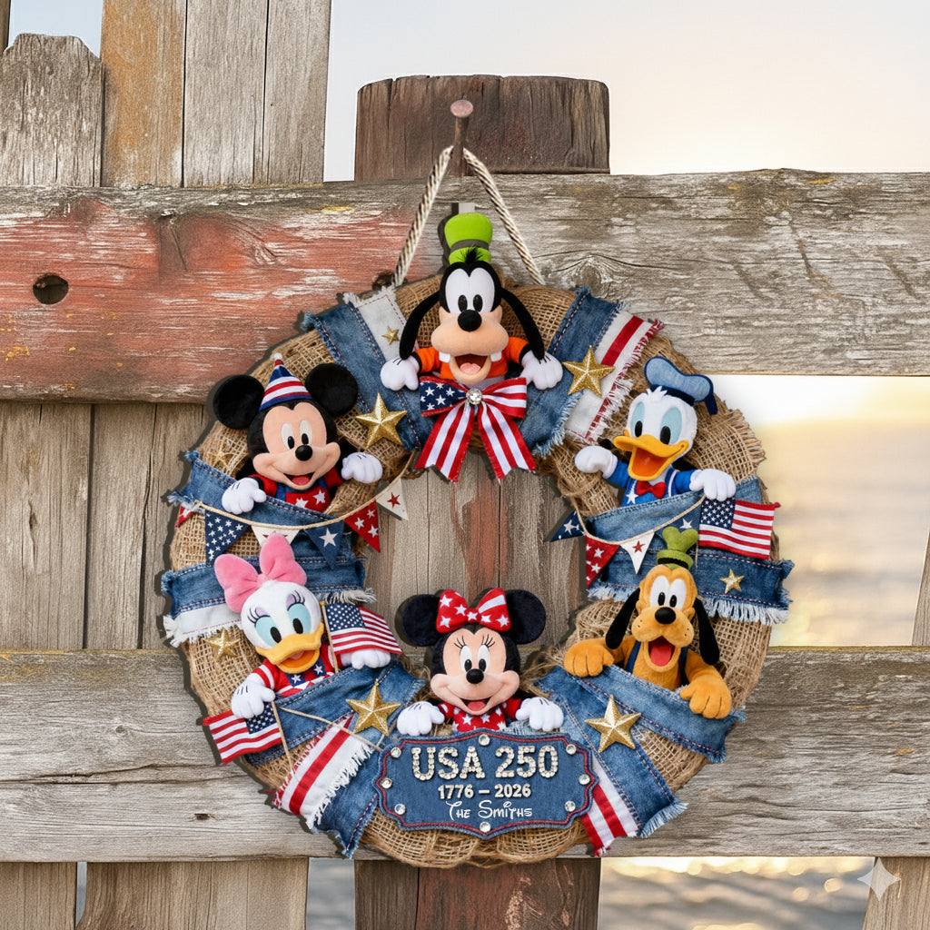 Patrotic Mouse & Co. 250th Anniversaty - Personalized Mouse Custom Shaped Wood Sign