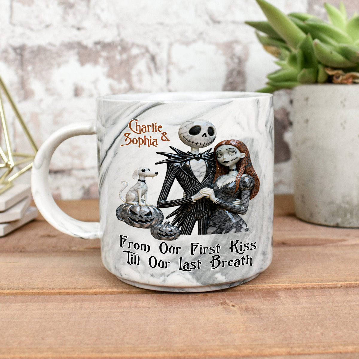 From Our First Kiss - Personalized Nightmare Marble Mug