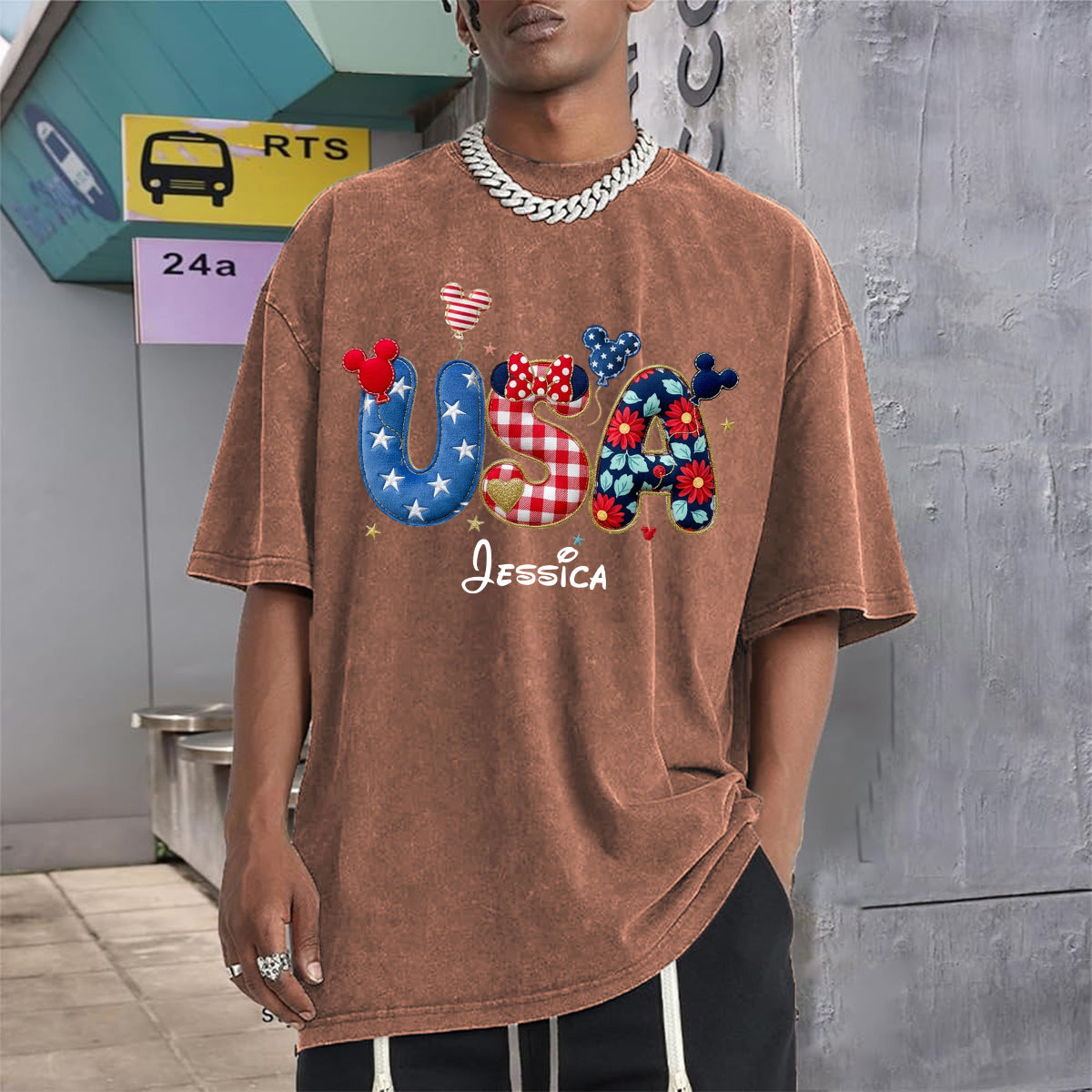 Stars And Stripes - Personalized Mouse Wash T-Shirt