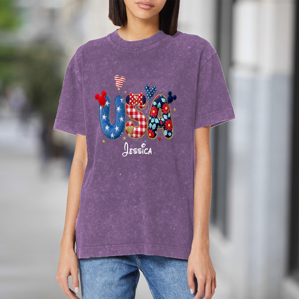 Stars And Stripes - Personalized Mouse Wash T-Shirt