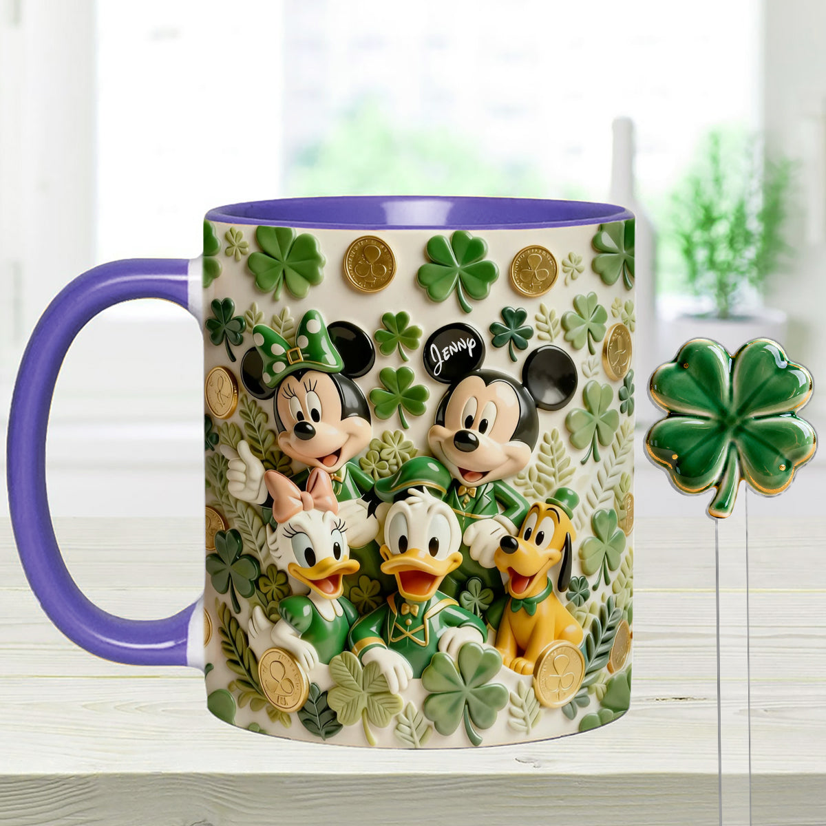 Lucky Friends - Personalized Mouse Set Accent Mug with Acrylic Stirrers
