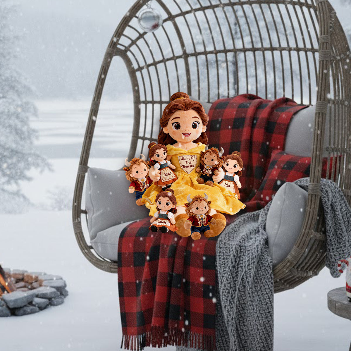 Mom Of The Beasts - Personalized Beauty And The Beast Premium Faux Fur Pillow