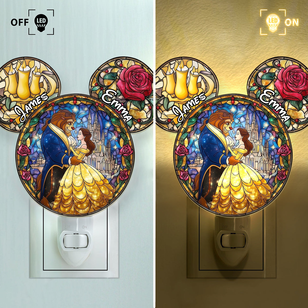 Tale As Old As Time - Personalized Mouse Acrylic Plug-In Night Light