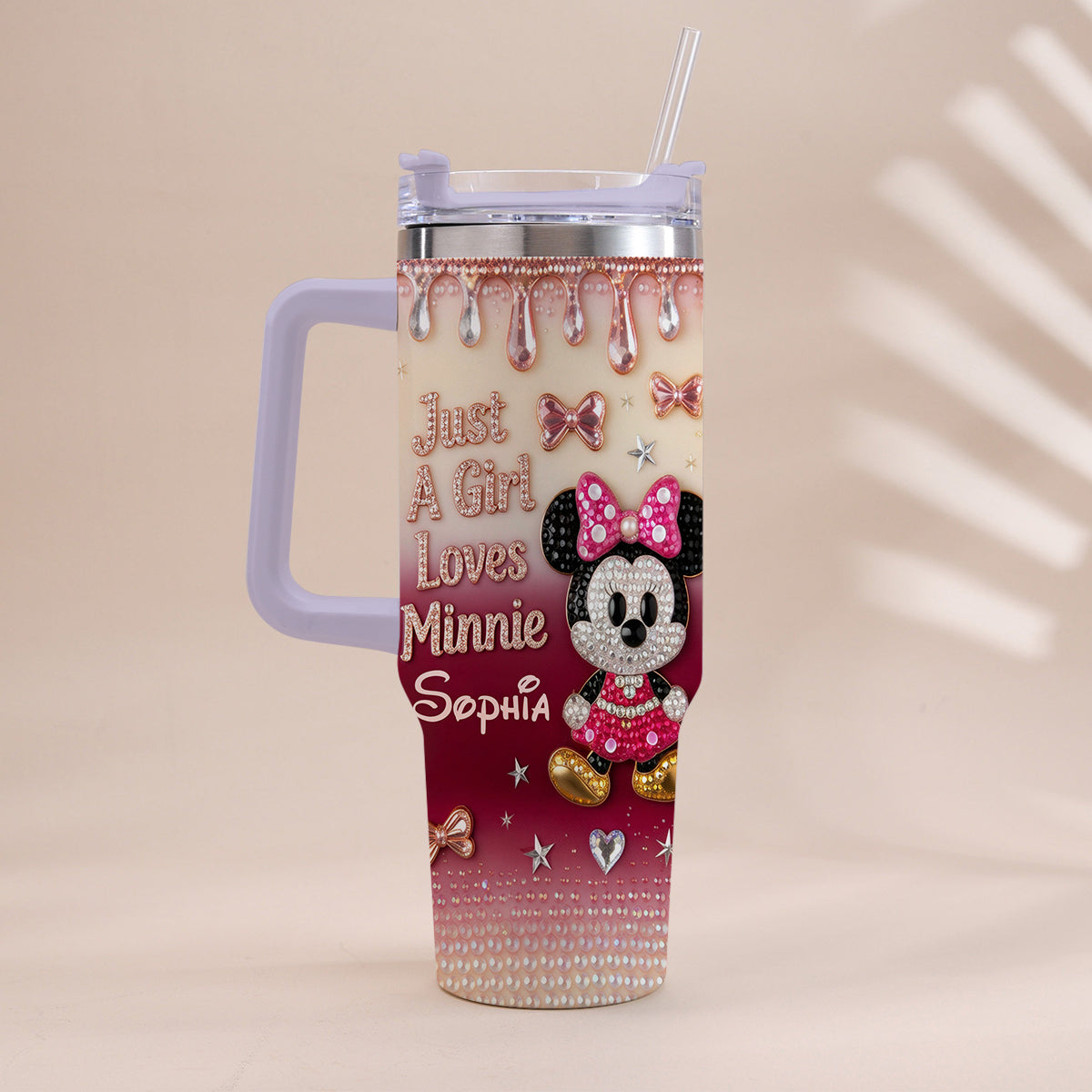 Just A Girl Who Loves The Mouses - Personalized Mouse Tumbler With Handle