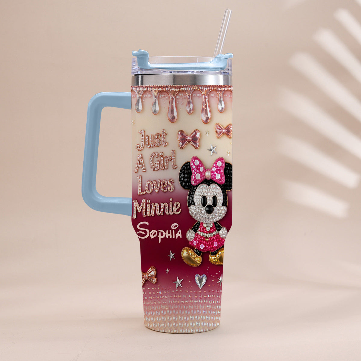 Just A Girl Who Loves The Mouses - Personalized Mouse Tumbler With Handle