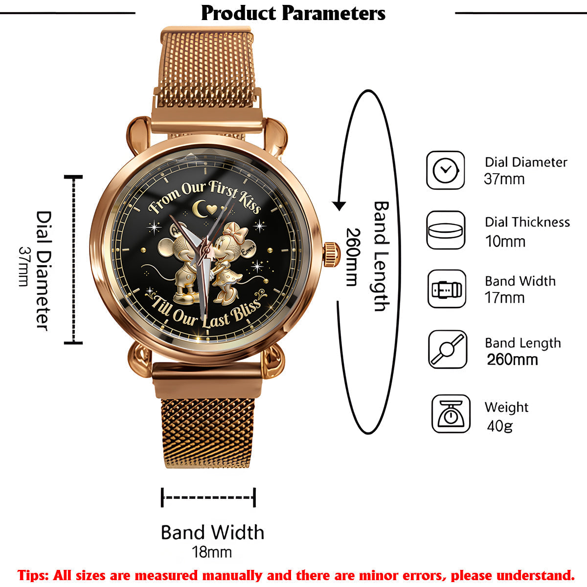 From Our First Kiss Till Our Last Bliss - Personalized Mouse Women Hand Watch
