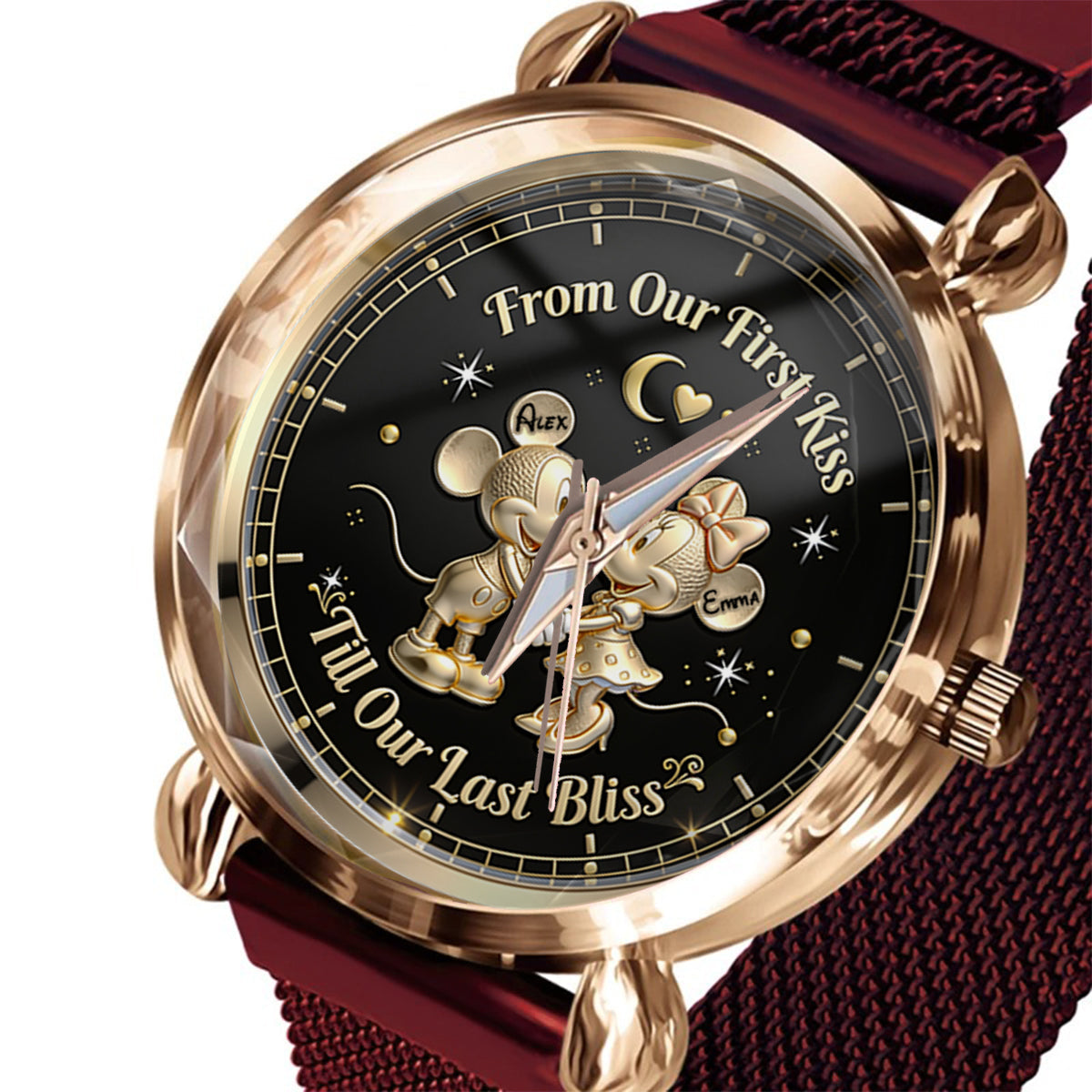 From Our First Kiss Till Our Last Bliss - Personalized Mouse Women Hand Watch