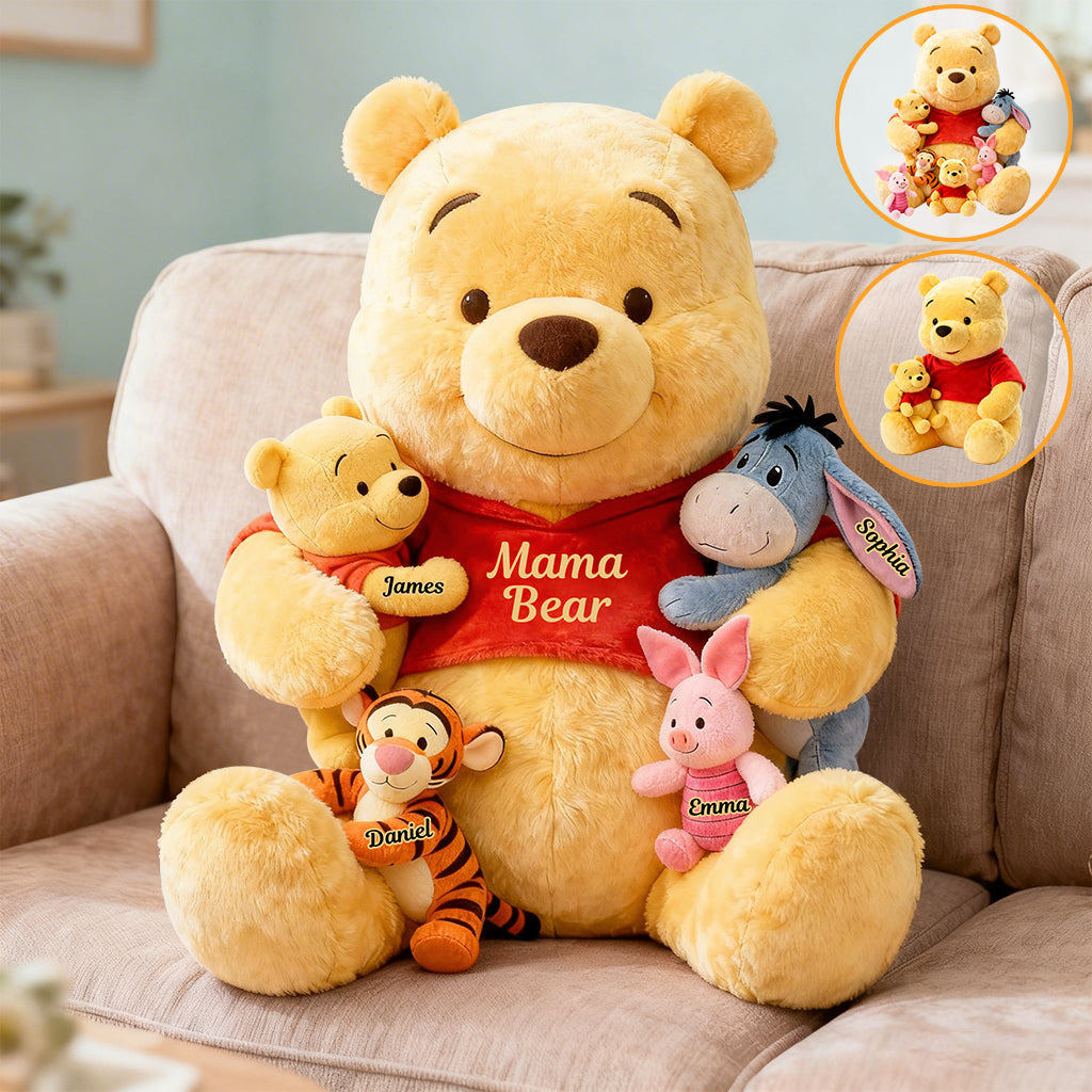Mama Bear - Personalized Yellow Bear Premium Faux Fur Pillow