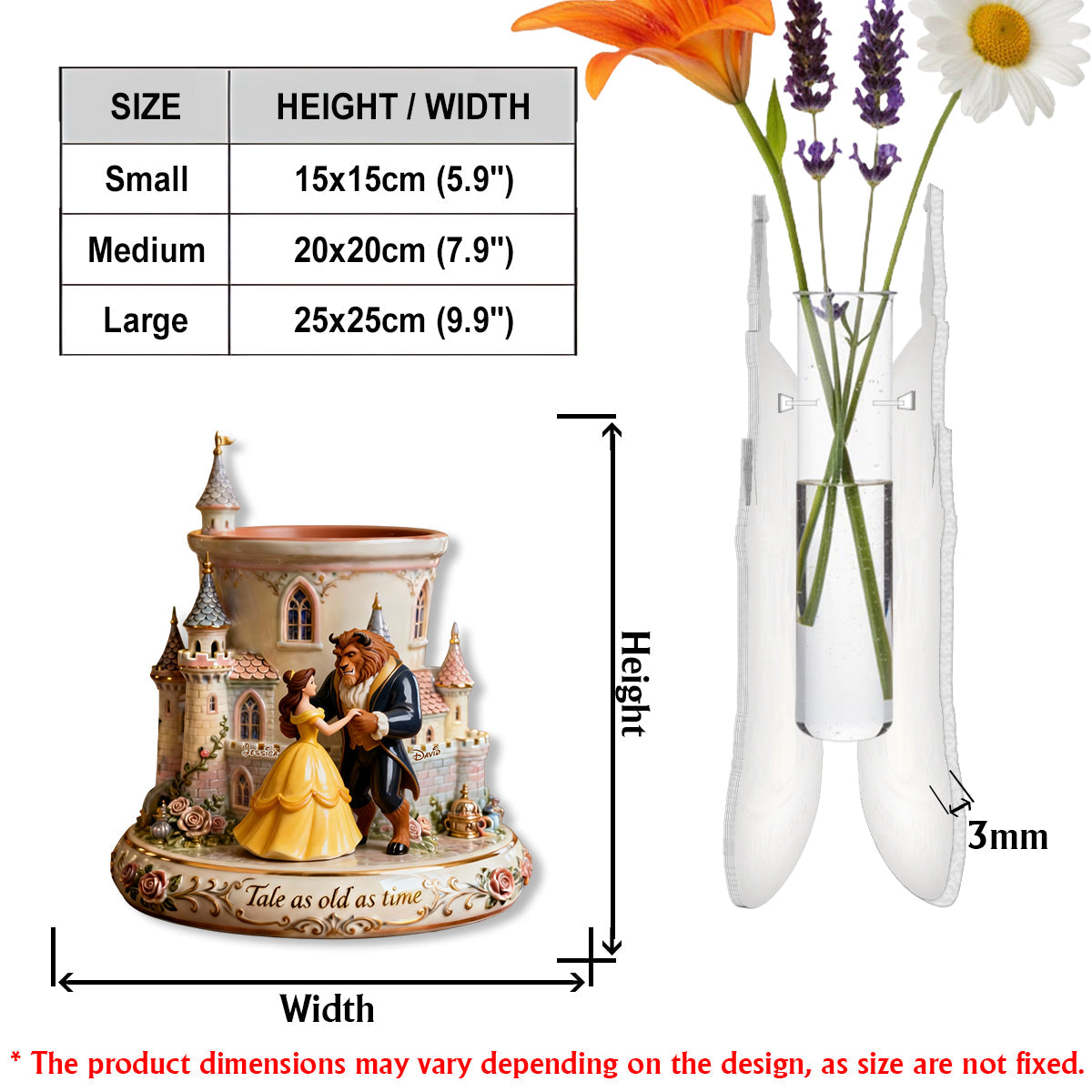 Tale As Old As Time - Personalized Beauty And The Beast Custom Shape Acrylic Flower Vase