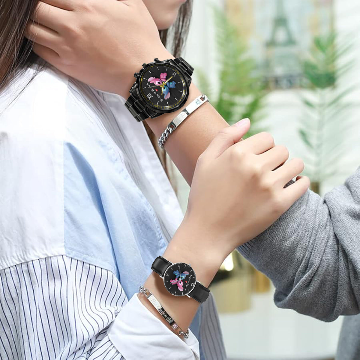 Couple Alien Ohana - Personalized Ohana Couple Hand Watch Set