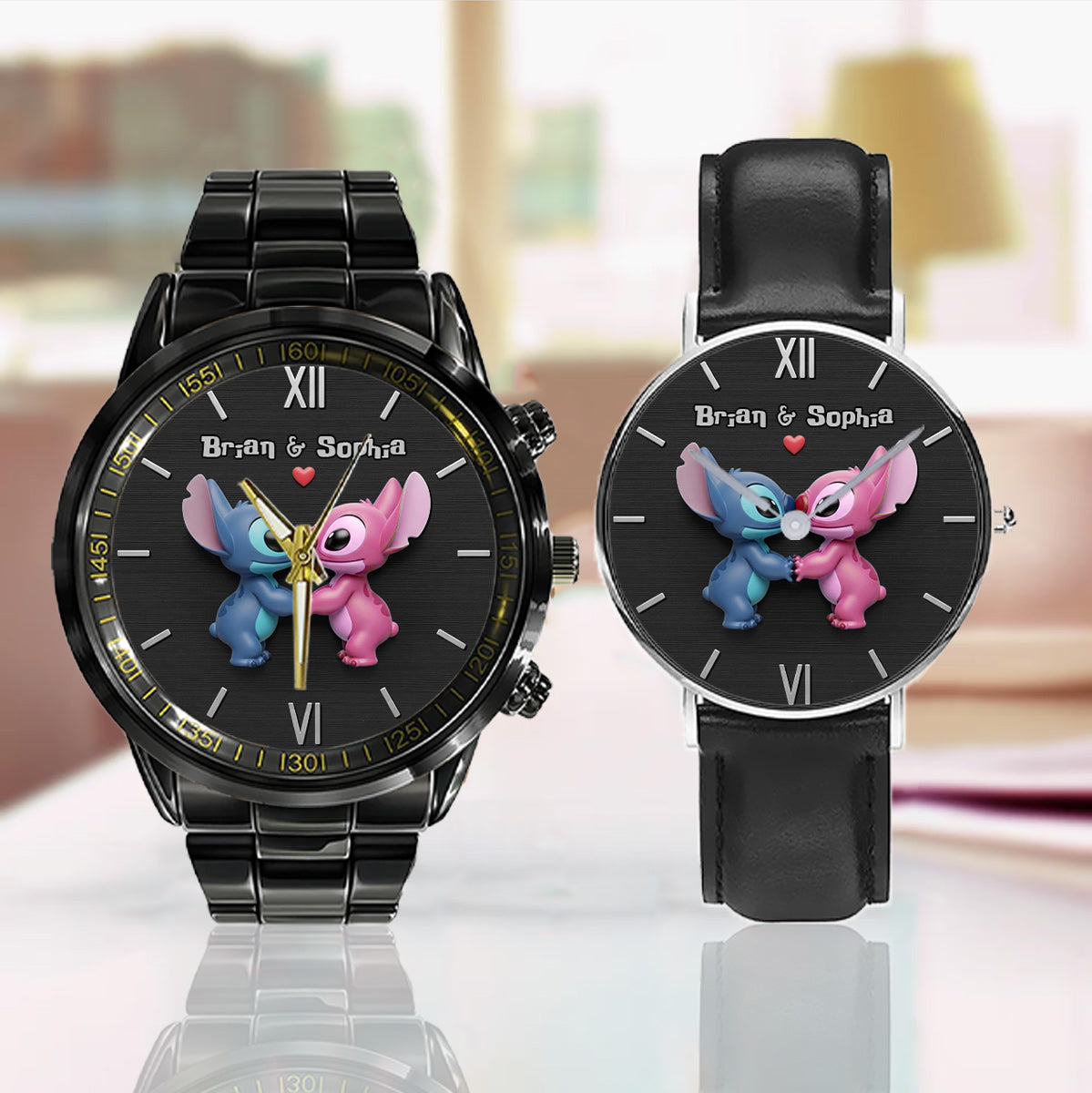 Couple Alien Ohana - Personalized Ohana Couple Hand Watch Set