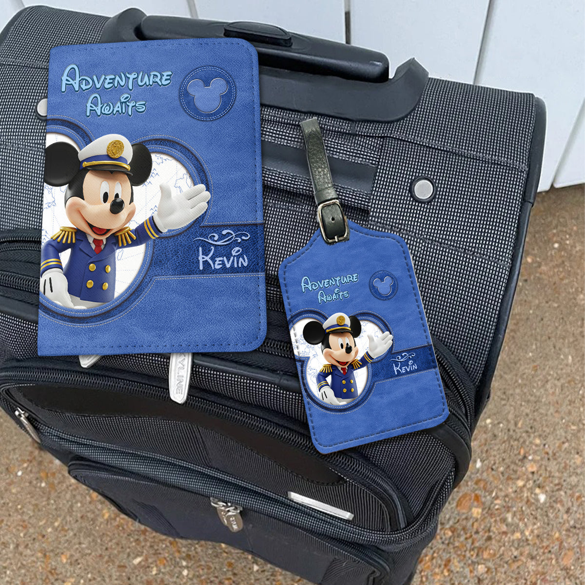 Magical Mouse Ears Adventure Awaits - Personalized Mouse Leather Luggage Tag & Passport Holder