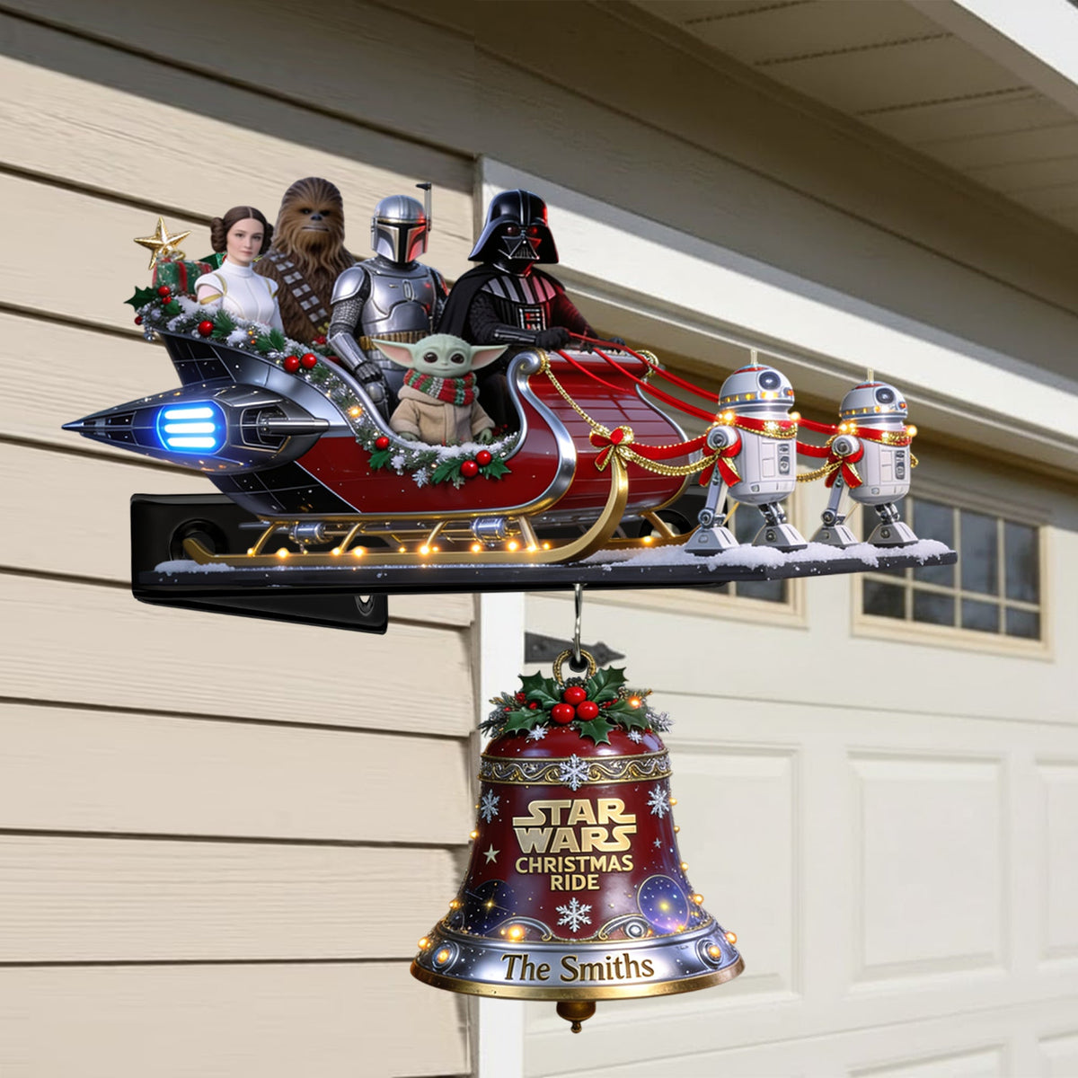 Merry Christmas - Personalized The Force Wooden Wall Mount Sign