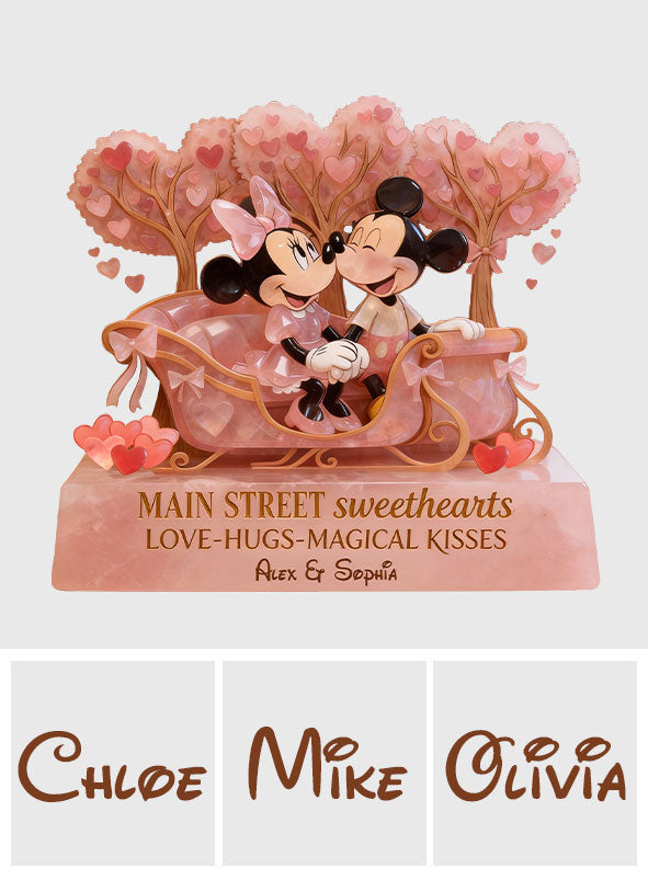 Main Street Sweetheats Love Hugs Magical Kisses Pink Rose - Personalized Mouse Custom Shaped Acrylic Plaque