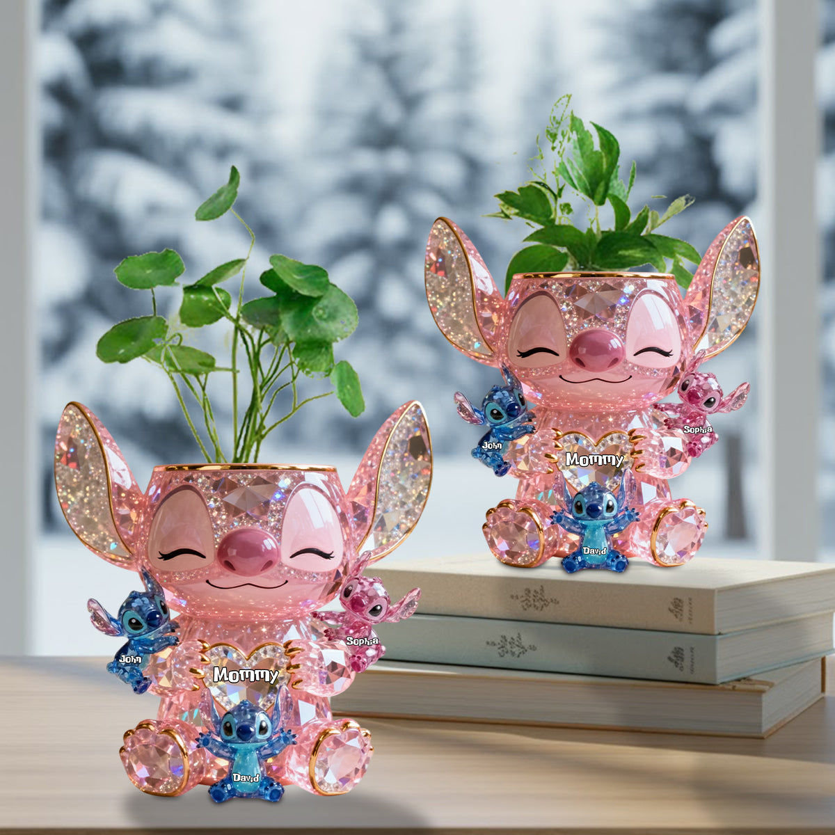 Cute Sparkling Alien - Personalized Ohana Custom Shape Acrylic Flower Vase