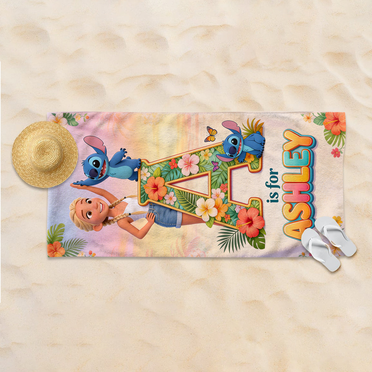 Ohana Alphabet Custom From Photo - Personalized Ohana Quick-dry Beach Towel/ Bath Towel