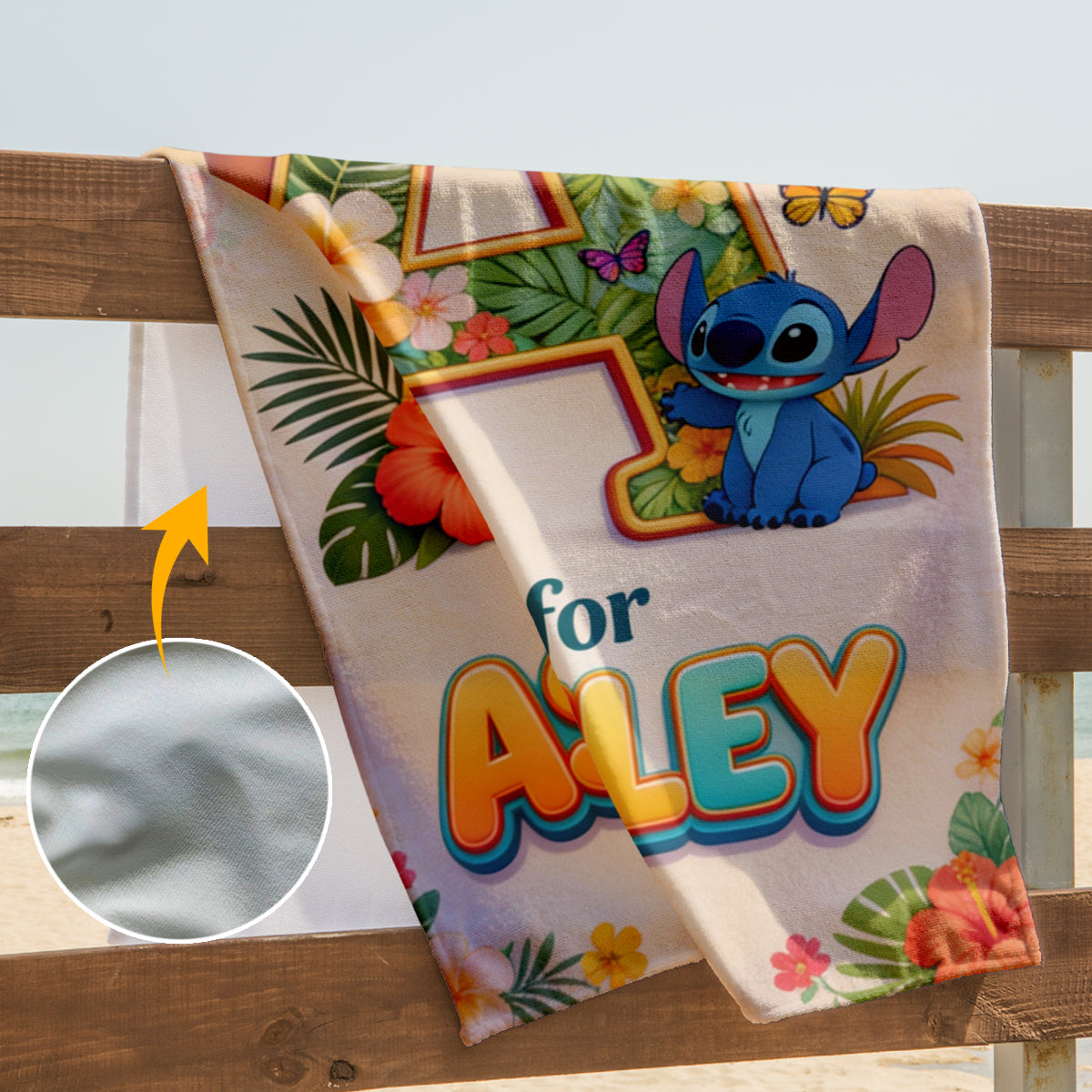 Ohana Alphabet Custom From Photo - Personalized Ohana Quick-dry Beach Towel/ Bath Towel