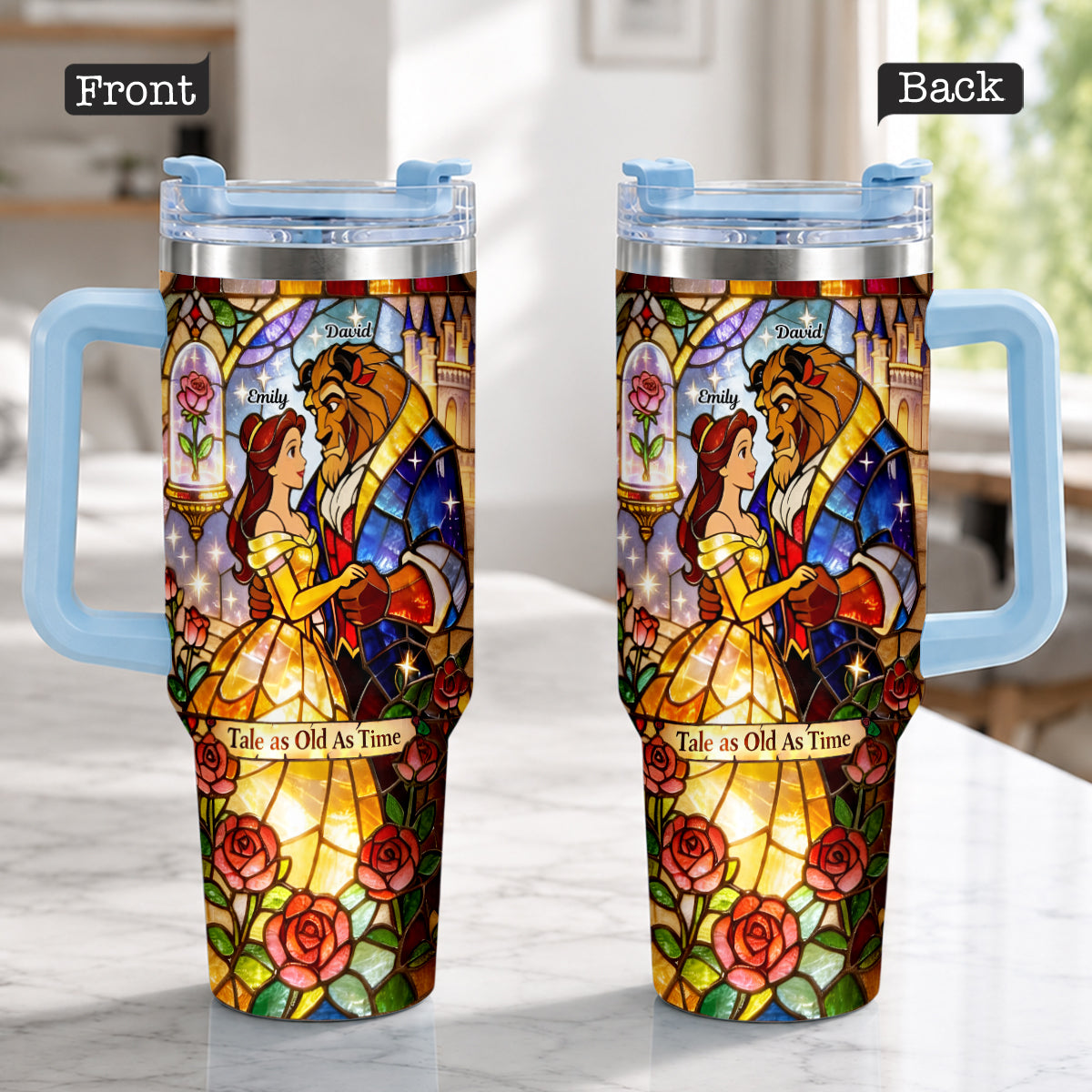 Tale As Old As Time - Personalized Beauty And The Beast Tumbler With Plush Charm