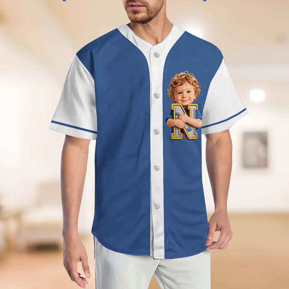 Custom Photo, Alphabet, Any Theme - Personalized Kid Baseball Jersey