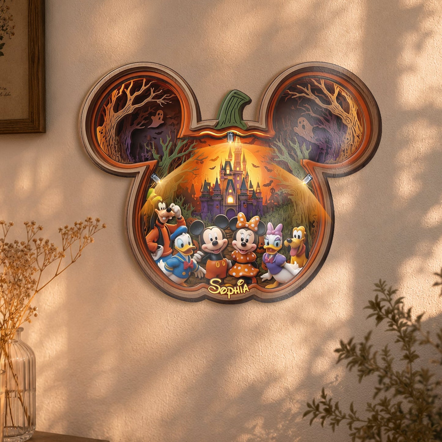 Spooky Night - Personalized Mouse Wooden Light Shadow Box