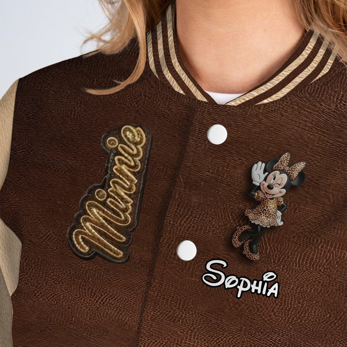 Leopard Girl - Personalized Mouse Varsity Jacket