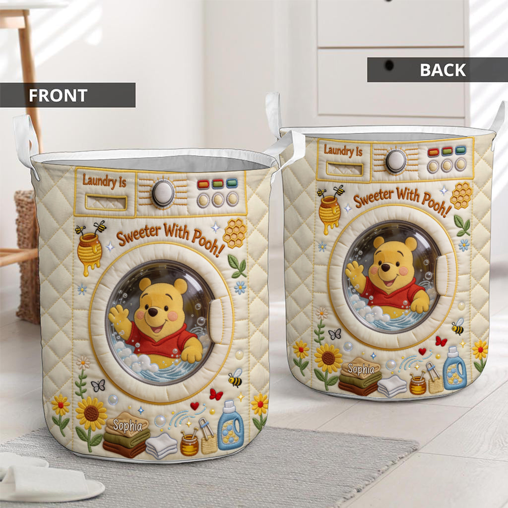 Laundry Is Sweeter With Yellow Bear - Personalized Yellow Bear Storage Basket