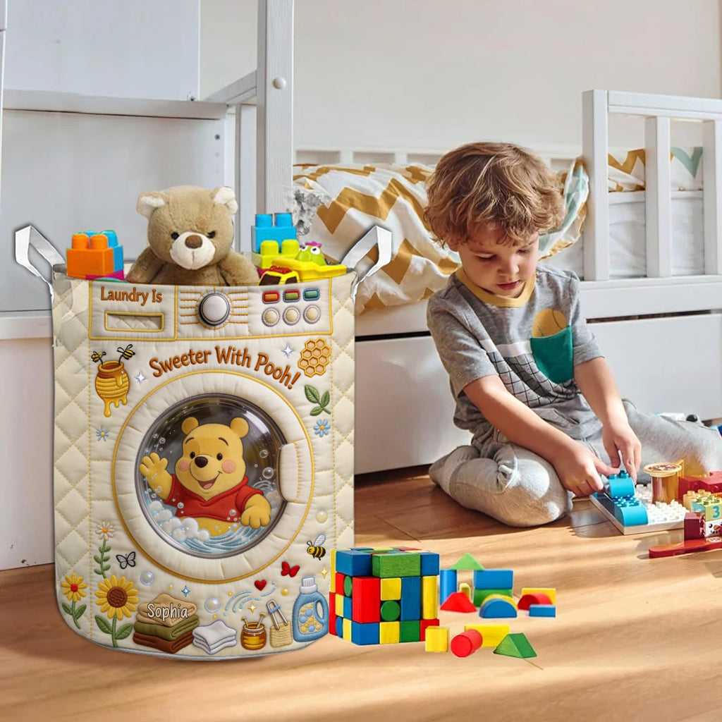 Laundry Is Sweeter With Yellow Bear - Personalized Yellow Bear Storage Basket
