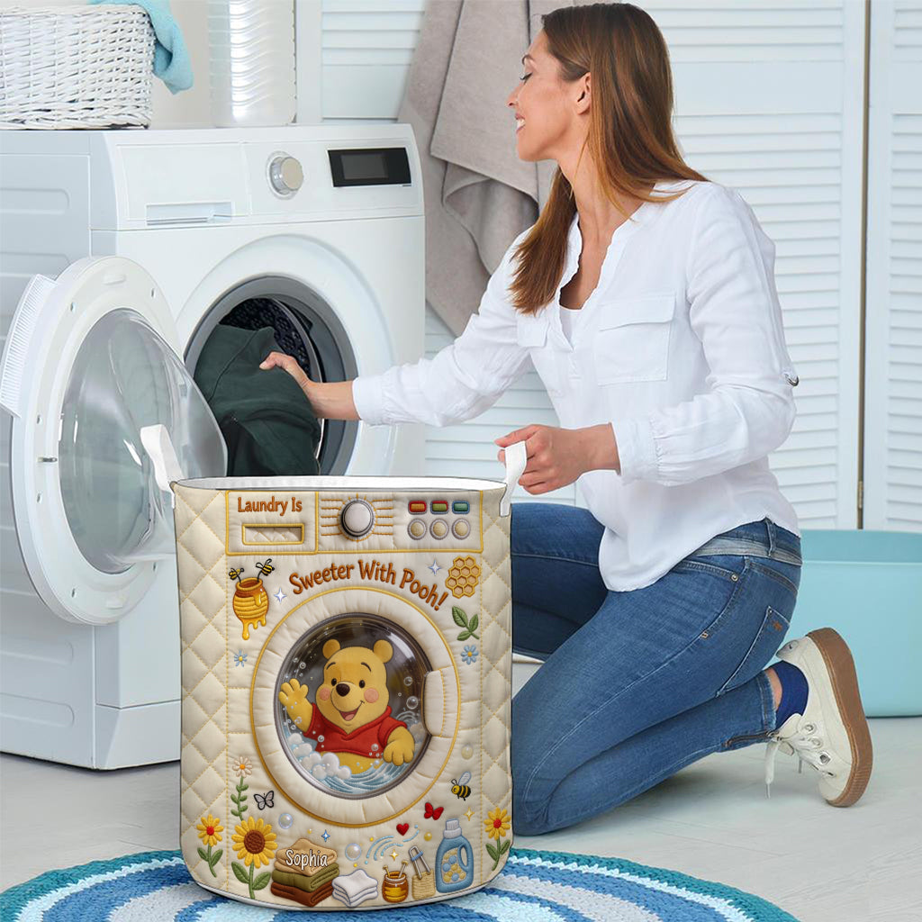 Laundry Is Sweeter With Yellow Bear - Personalized Yellow Bear Storage Basket