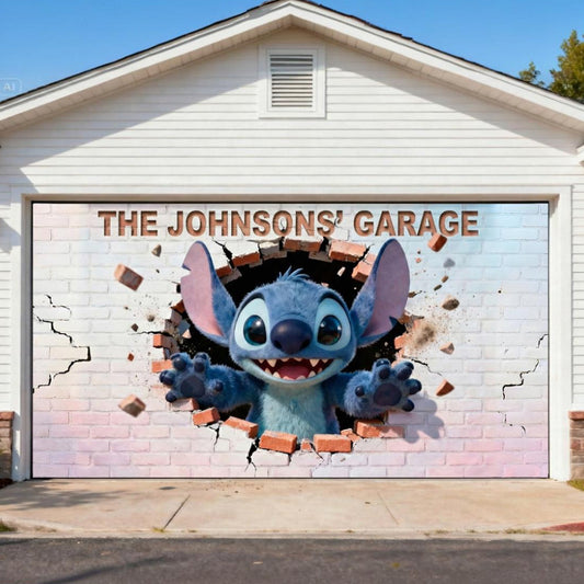 Blue Monster - Personalized Ohana Garage Door Banner