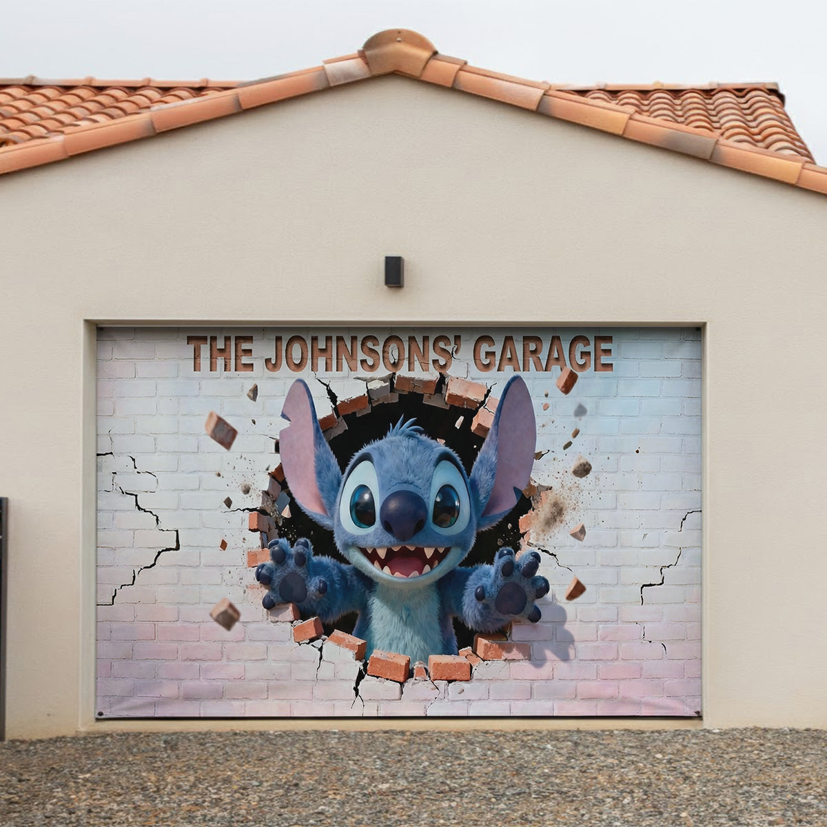 Blue Monster - Personalized Ohana Garage Door Banner