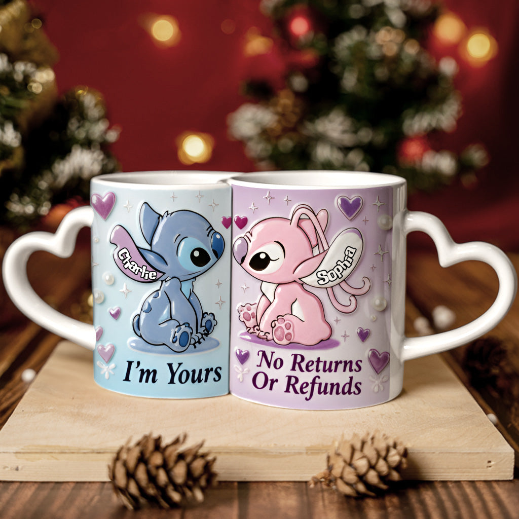 No Returns Or Refunds - Personalized Ohana Matching Heart Handle Mug