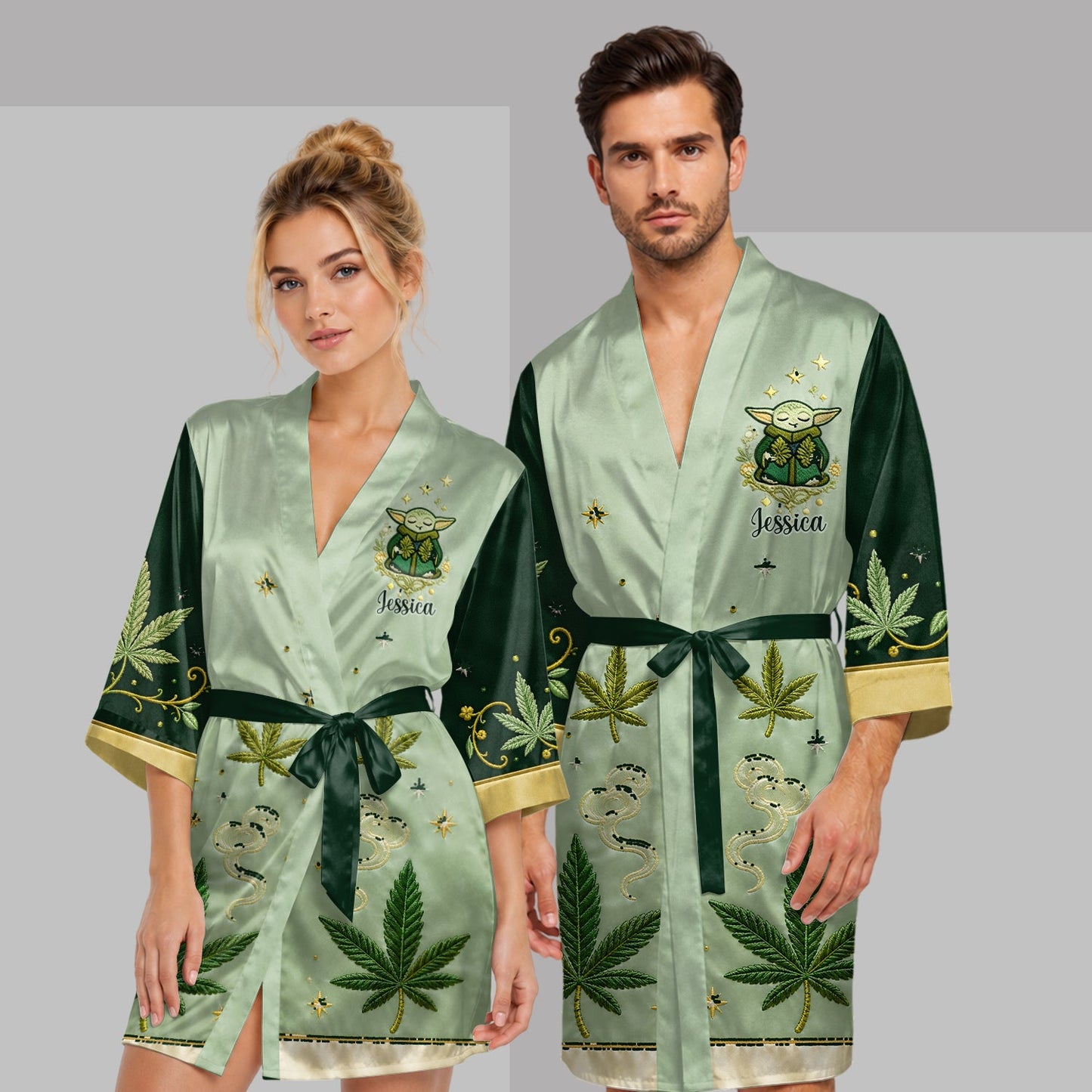 Strong With Herb - Personalized The Force Satin Robe