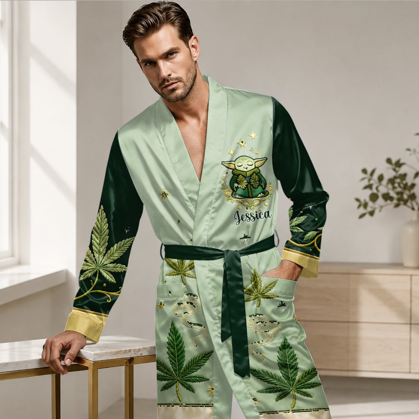 Strong With Herb - Personalized The Force Satin Robe