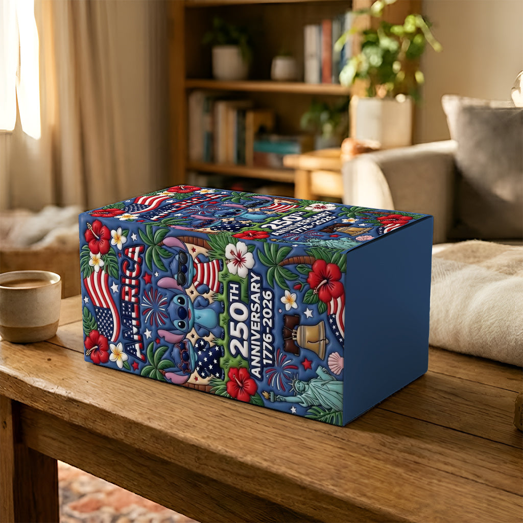 Cute Blue Alien Cartoon USA 250th Anniversary - Personalized Ohana Tumbler With Gift Box