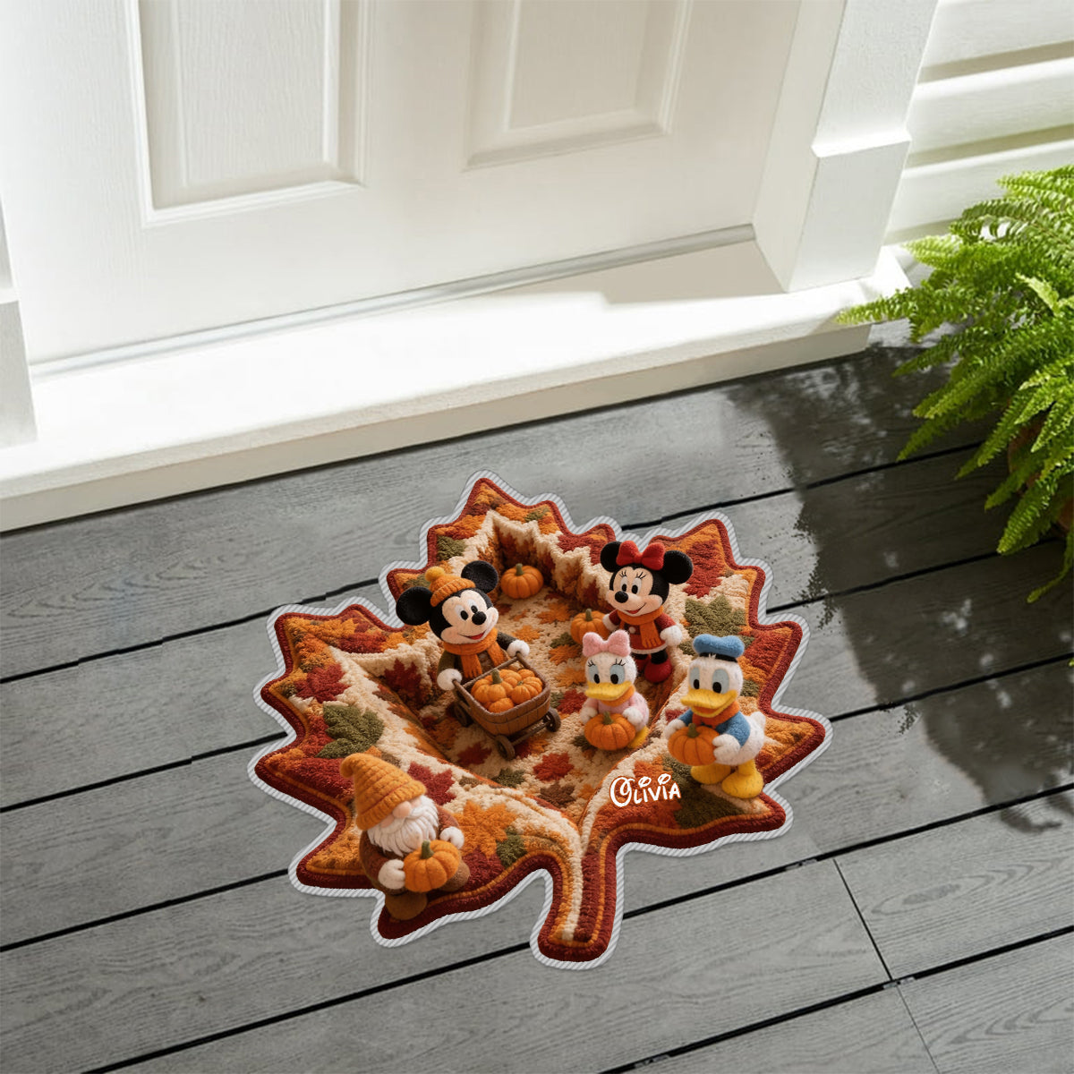 Autumn Vibes, Cartoon Mouse Fans Gift Idea - Personalized Mouse Non-Slip Tufted Rug
