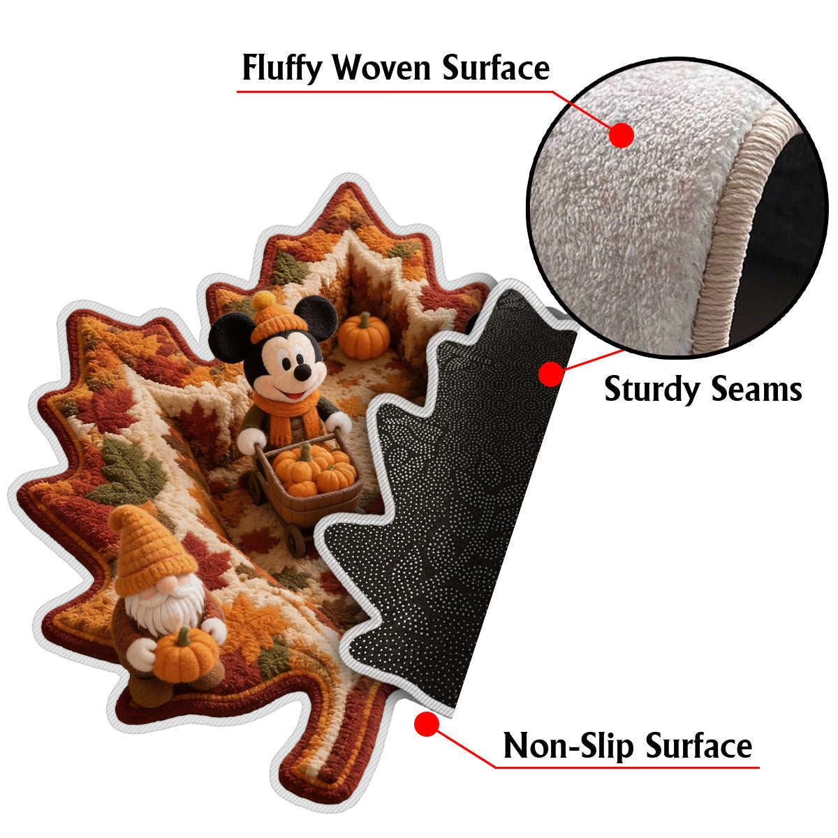 Autumn Vibes, Cartoon Mouse Fans Gift Idea - Personalized Mouse Non-Slip Tufted Rug