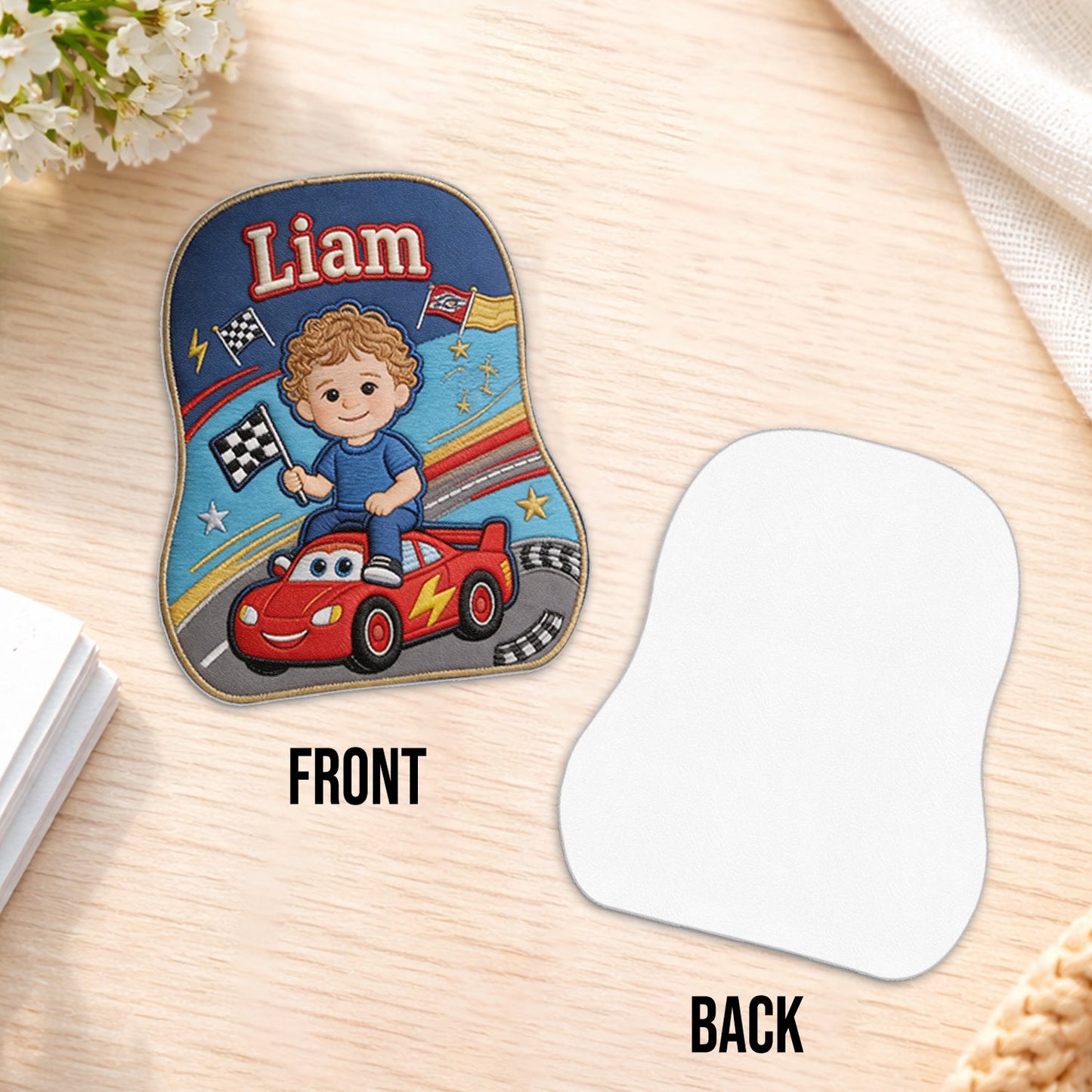 Little Racer - Personalized Racing Lover Changeable Leather Patch Backpack