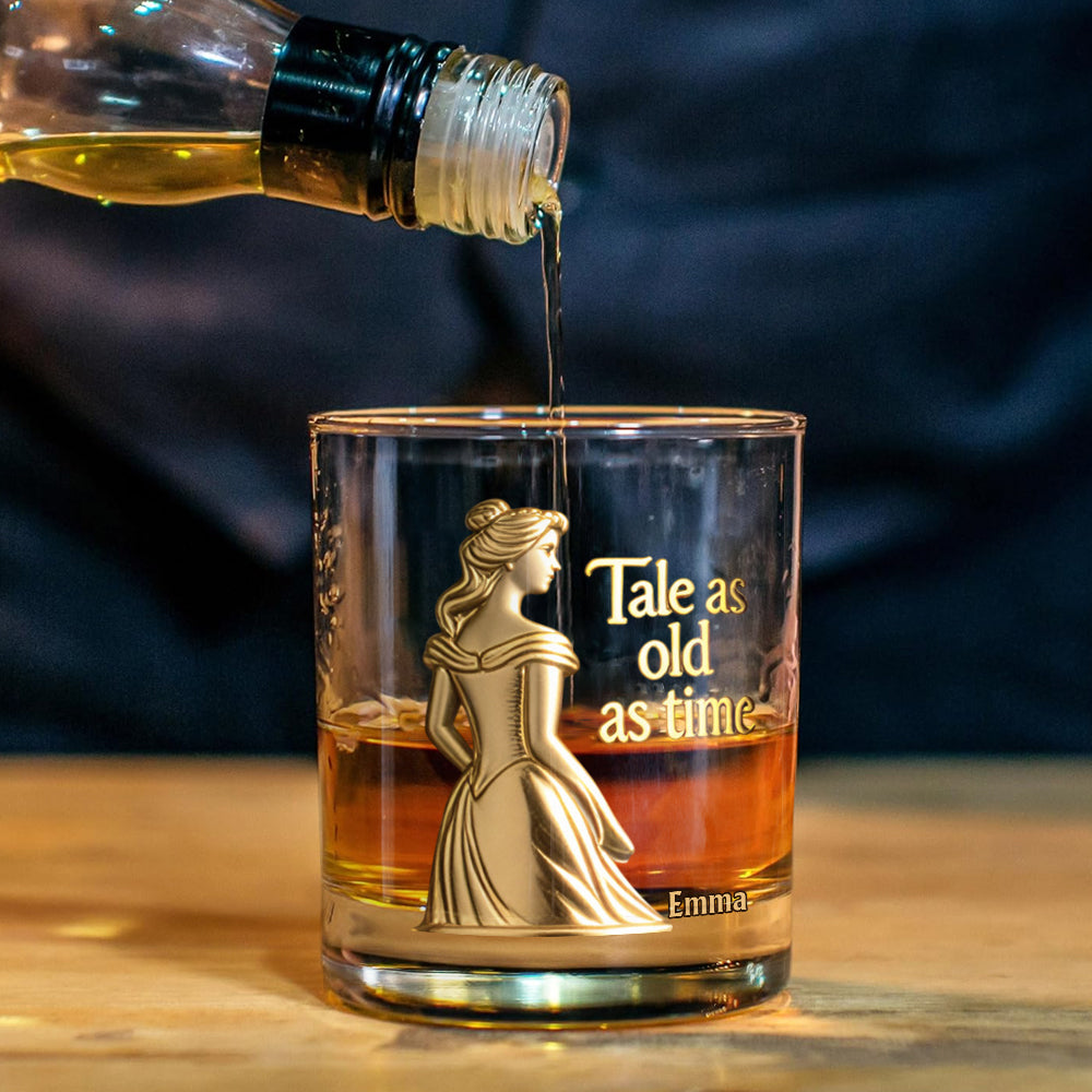 Fairy Tale Romantic Tale As Old As Time - Personalized Beauty And The Beast Whiskey Decanter Set