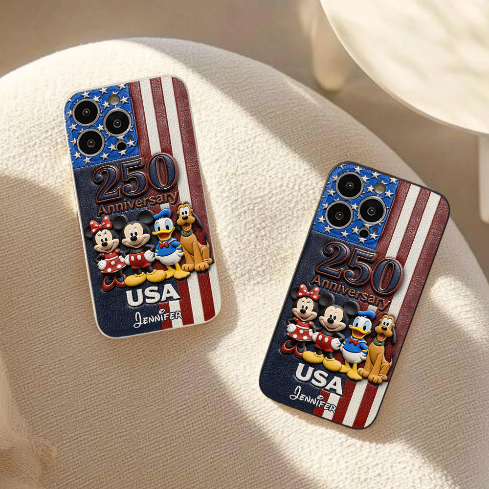 Friends 250 Anniversary - Personalized Mouse 3D Embossed Leather Phone Case