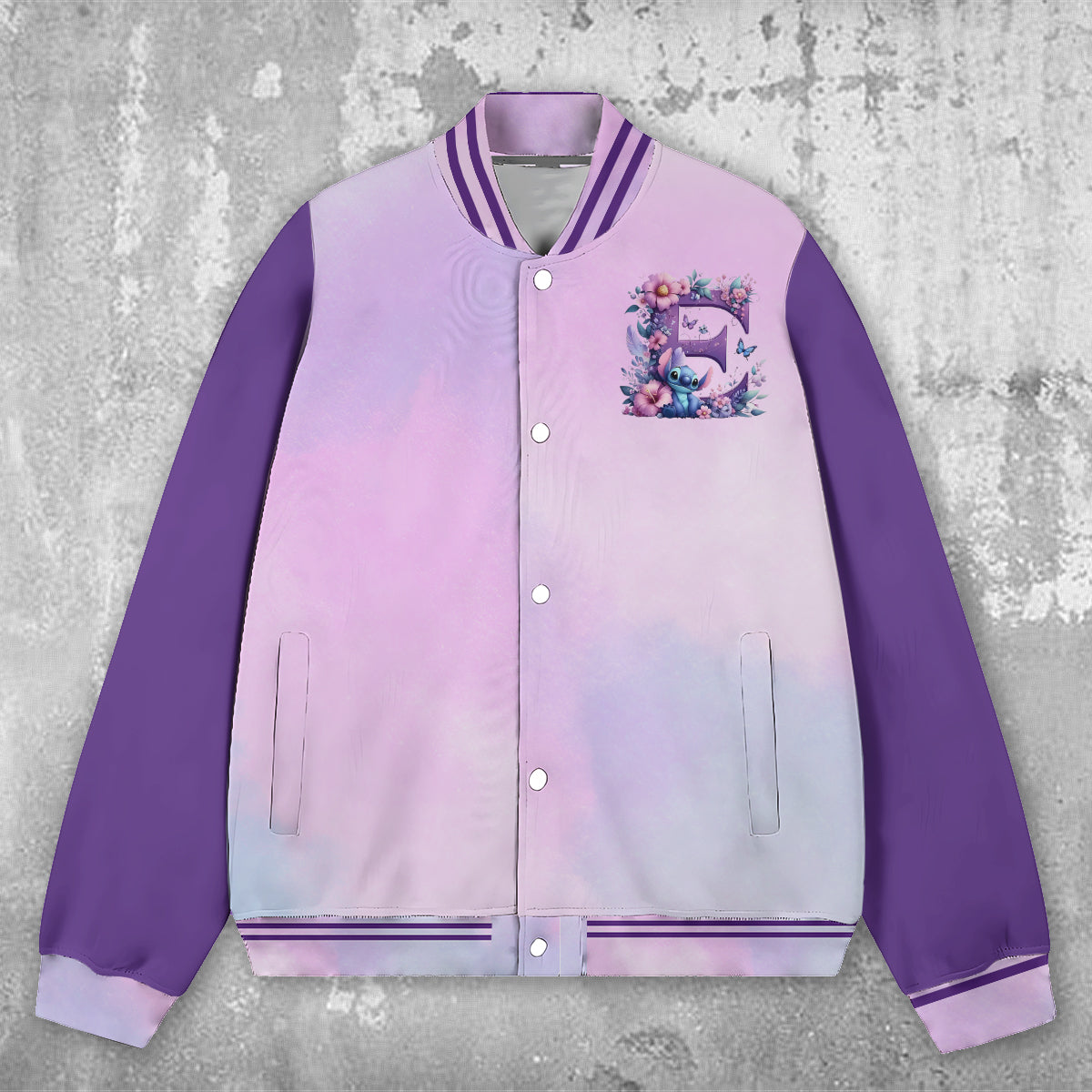 Blue Ohana Alphabet Letter Custom Name - Personalized Ohana Varsity Jacket