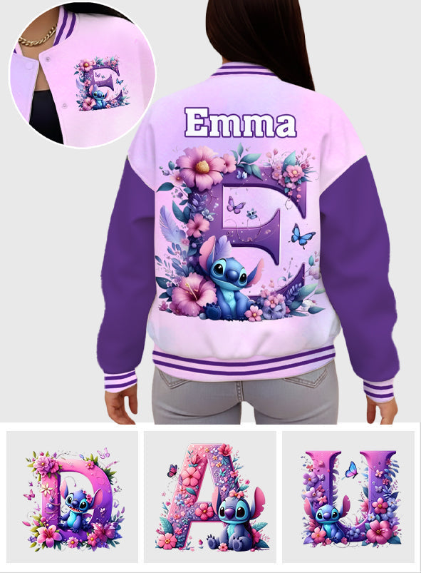 Blue Ohana Alphabet Letter Custom Name - Personalized Ohana Varsity Jacket