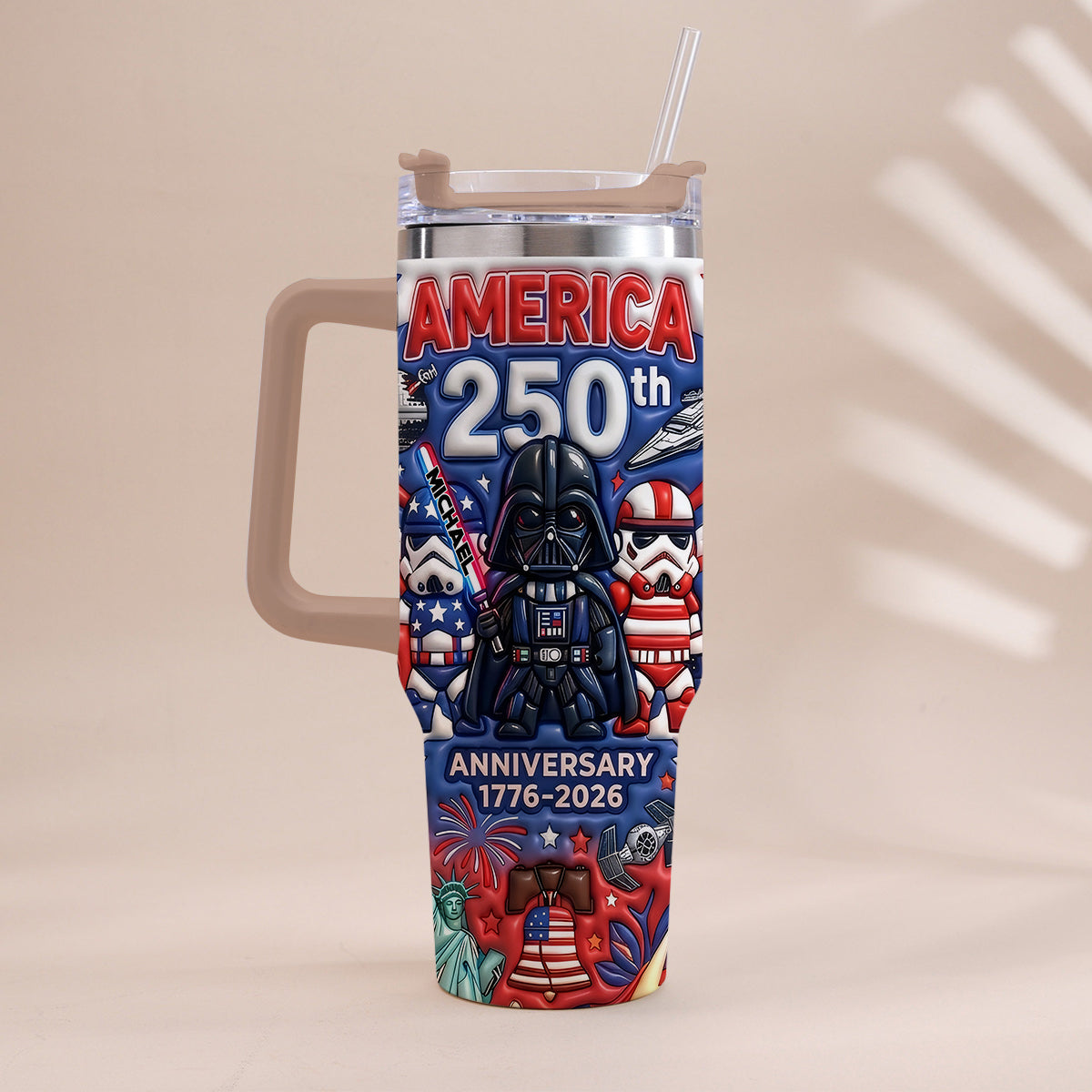 Galaxy USA 250th Anniversary - Personalized The Force Tumbler With Handle
